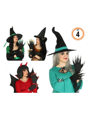 Guantes Negros con Uñas de Purpurina - Guantes