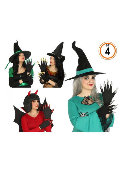 Guantes Negros con Uñas de Purpurina - Guantes