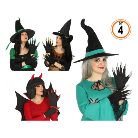 Guantes Negros con Uñas de Purpurina - Guantes
