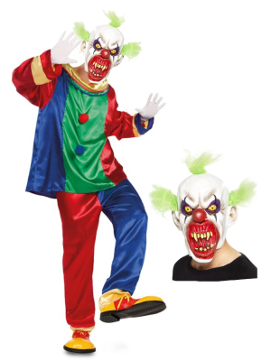 Disfraz de Payaso Asesino colores con mascara - Disfraces Halloween Hombre