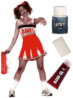 Mozorro Cheerleader Zombie multzo makillaje