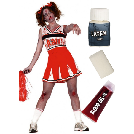 Disfraz de Animadora Zombie con set maquillaje - Disfraces de Mujer