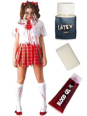 Mozorro gisa Schoolgirl Zombie multzo makillaje