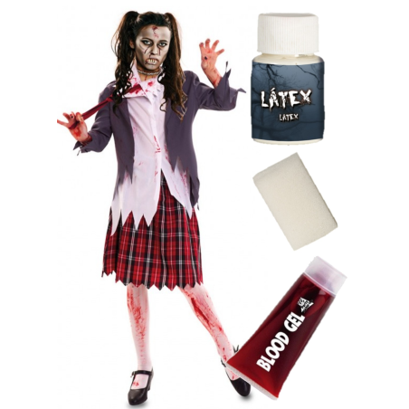 Disfraz de Estudiante Zombie chaqueta con set de maquillaje - Disfraces de Mujer