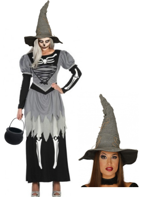 Disfraz de Bruja Esqueleto gris - Disfraces Halloween Mujer