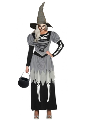 Disfraz de Bruja Esqueleto gris - Disfraces Halloween Mujer