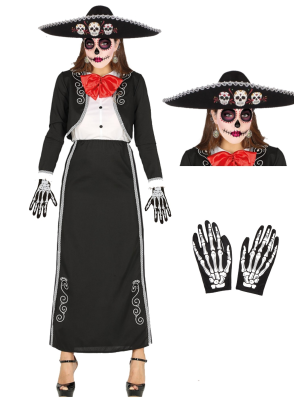 Disfraz de Catrina Mariachi largo - Disfraces Halloween Mujer