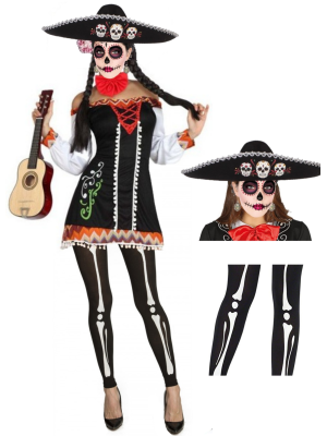Disfraz de Catrina Mariachi corta - Disfraces Halloween Mujer