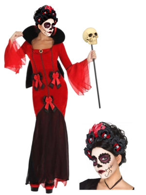 Disfraz de Catrina Roja - Disfraces Halloween Mujer