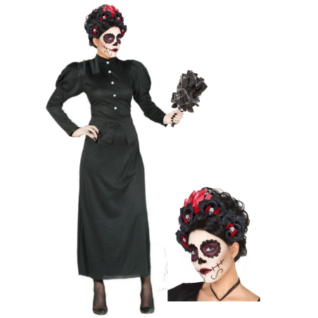 Disfraz de Catrina Viuda para Mujer - Disfraces Halloween Calaveras