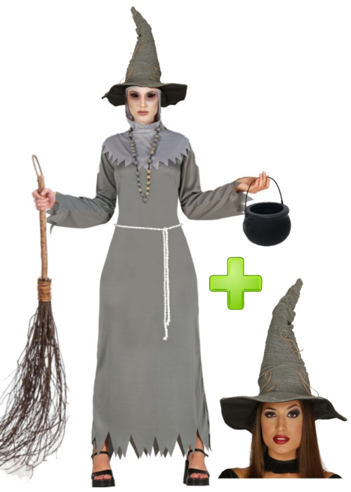 Disfraz de Bruja Malvada gris - Disfraces Halloween Mujer