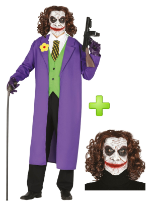 Disfraz de Joker Payaso de Comic con mascara - Disfraces de Halloween Hombre mas vendidos
