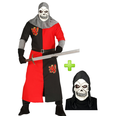 Disfraz de Caballero Rojo Calavera para Hombre - Disfraces Halloween Esqueletos