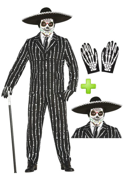 Disfraz de Calavera Mejicana con traje - Disfraces Halloween Hombre