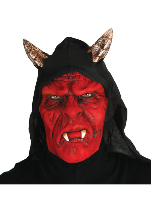 Mascara de Demônio Vermelho com Capuz