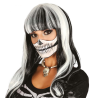 Peluca Melena Negra Mechas Blancas con Flequillo - Complementos Disfraces Halloween