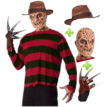 Disfraz de Freddy Krueger con gorro - Disfraces de Asesino de Pesadillas Adulto