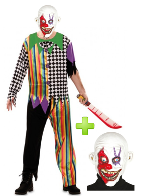 Disfraz de Payaso Asesino Siniestro con mascara - Disfraces de Halloween