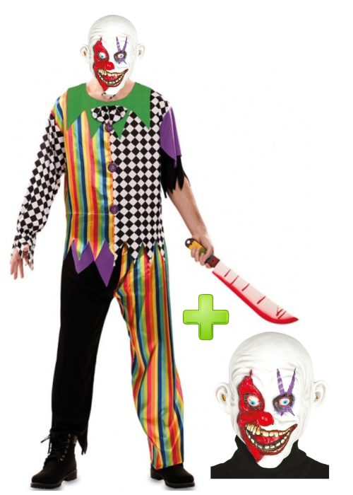 Disfraz de Payaso Asesino Siniestro con mascara - Disfraces de Halloween