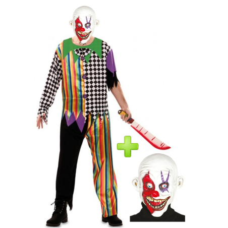 Disfraz de Payaso Asesino Siniestro con mascara - Disfraces de Halloween