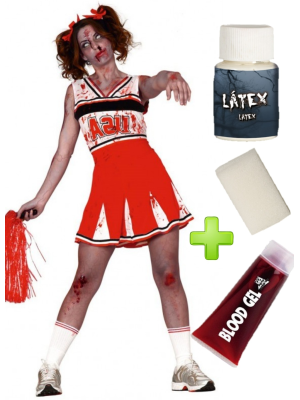 Disfraz de Animadora Zombie con set maquillaje - Disfraces de Mujer