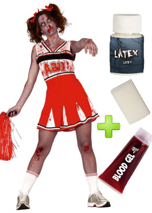 Mozorro Cheerleader Zombie multzo makillaje