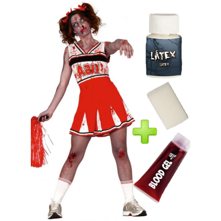 Disfraz de Animadora Zombie con set maquillaje - Disfraces de Mujer
