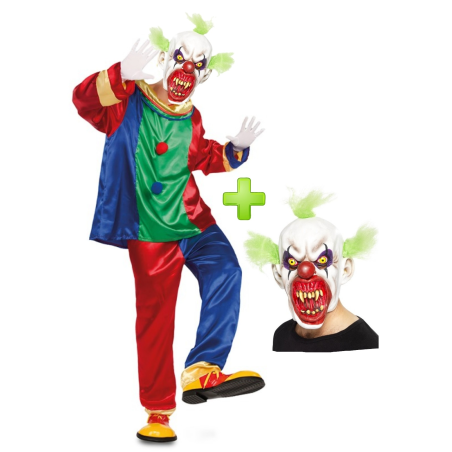 Disfraz de Payaso Asesino colores con mascara - Disfraces Halloween Hombre