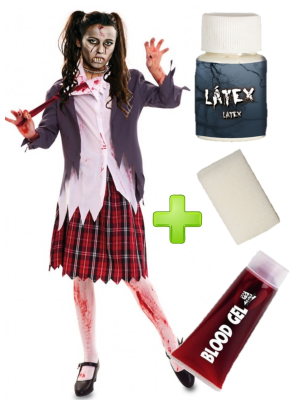 Disfraz de Estudiante Zombie chaqueta con set de maquillaje - Disfraces de Mujer