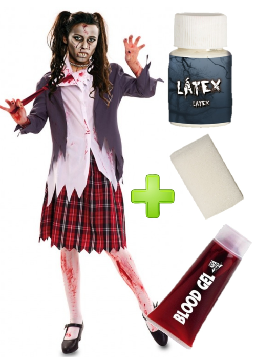 Disfraz de Estudiante Zombie chaqueta con set de maquillaje - Disfraces de Mujer