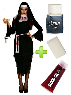 Disfraz de Monja Zombie con set de caracterizacion - Packs Amazon