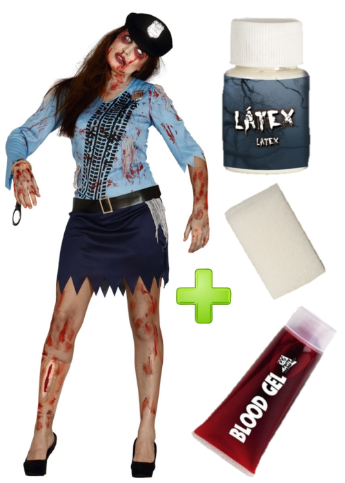 Disfraz de Poli Zombie chica con set de caracterizacion - Disfraces de Mujer