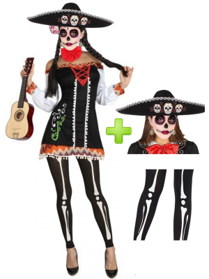 Disfraz de Catrina Mariachi corta - Disfraces Halloween Mujer