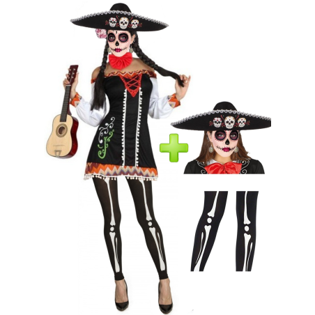 Disfraz de Catrina Mariachi corta - Disfraces Halloween Mujer