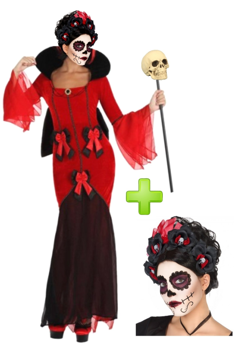Disfraz de Catrina Roja - Disfraces Halloween Mujer