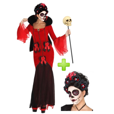 Disfraz de Catrina Roja - Disfraces Halloween Mujer