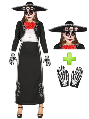 Disfraz de Catrina Mariachi largo - Disfraces Halloween Mujer