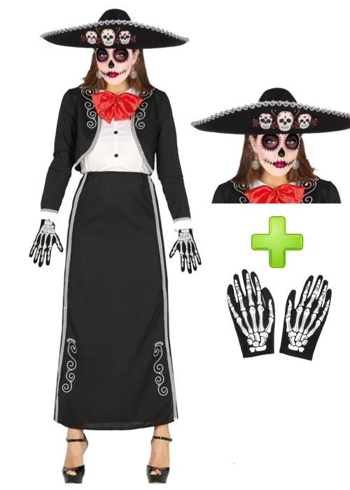 Disfraz de Catrina Mariachi largo - Disfraces Halloween Mujer