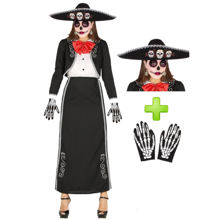 Disfraz de Catrina Mariachi largo - Disfraces Halloween Mujer