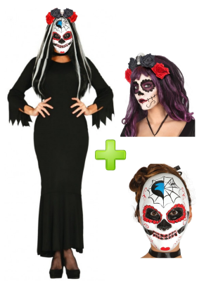 Disfraz de Catrina Vestido Negro - Disfraces Halloween Mujer