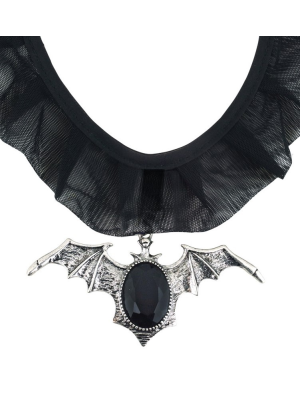Collar de Murcielago con Piedra Negra - Collares, Pulseras y Anillos