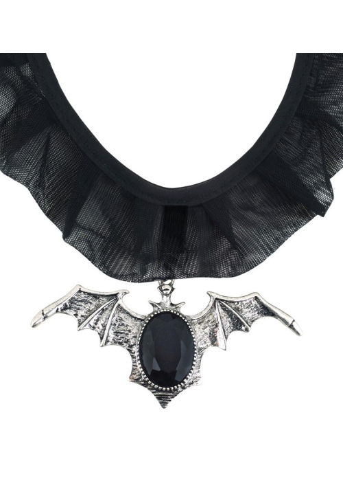 Collar de Murcielago con Piedra Negra - Collares, Pulseras y Anillos