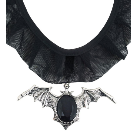 Collar de Murcielago con Piedra Negra - Collares, Pulseras y Anillos