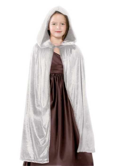 Capa Blanca Capucha y Tercipelo 90cm - Capas