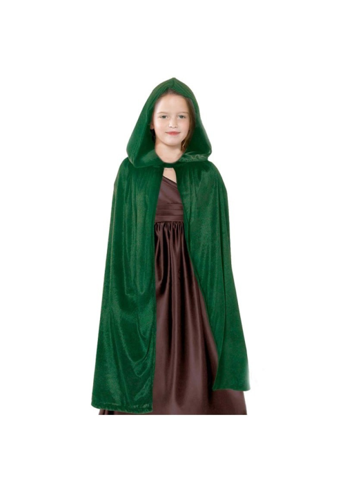 Capa Verde Capucha y Tercipelo 90cm - Capas