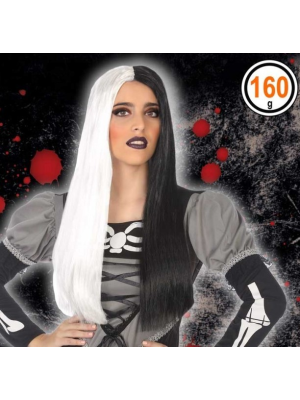 Peluca Melena Negra Y Blanca - Complementos Disfraces Halloween