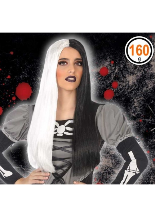 Peluca Melena Negra Y Blanca - Complementos Disfraces Halloween