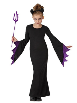 Disfraz de Malvada para niña con capa y baston. - Disfraces de Halloween Infantiles