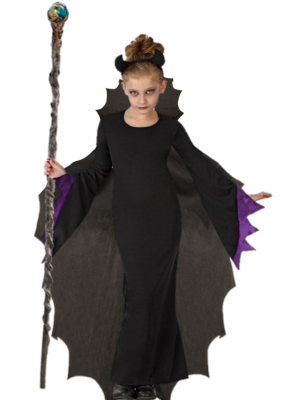 Disfraz de Malvada para niña con capa y baston. - Disfraces de Halloween Infantiles