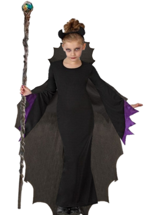 Disfraz de Malvada para niña con capa y baston. - Disfraces de Halloween Infantiles